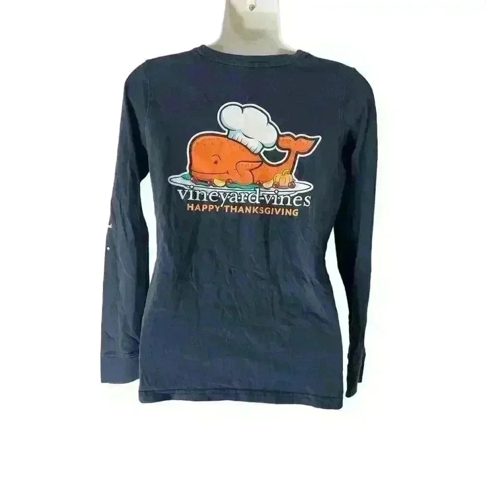 Vineyard Vines T Shirt Womens XXS Thanksgiving Turkey Long Sleeve Crew Neck - Picture 6 of 8